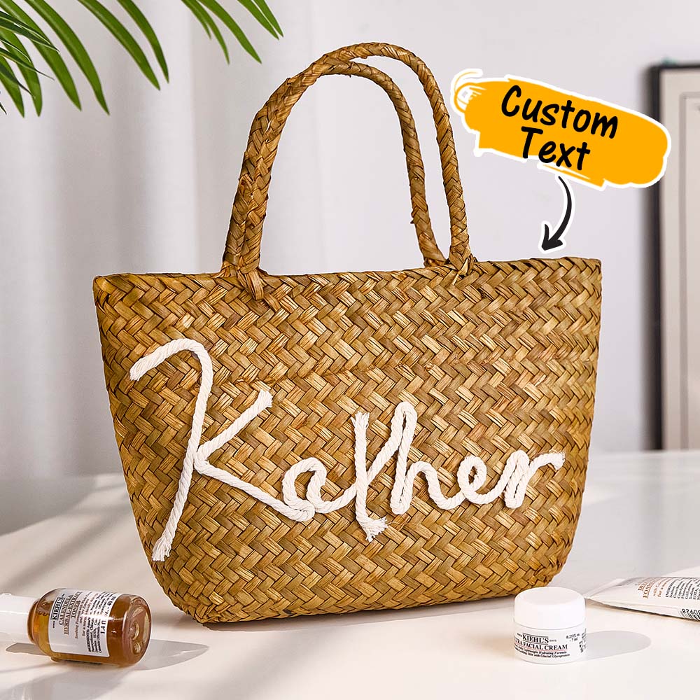 Handmade bohemian bucket bag personalized with a name, ideal travel gift.