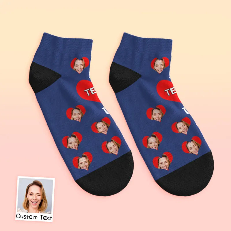 custom face low cut ankle socks I Love U Mom gift