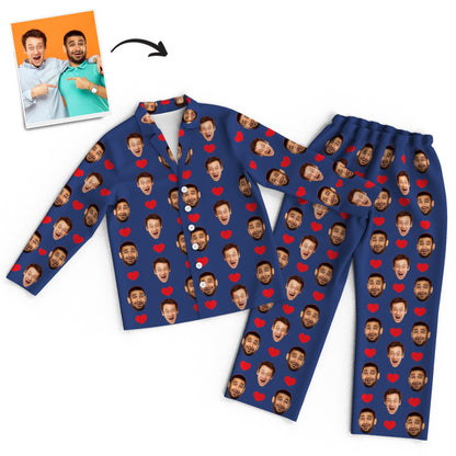 Custom unisex long sleeve pajamas with faces.