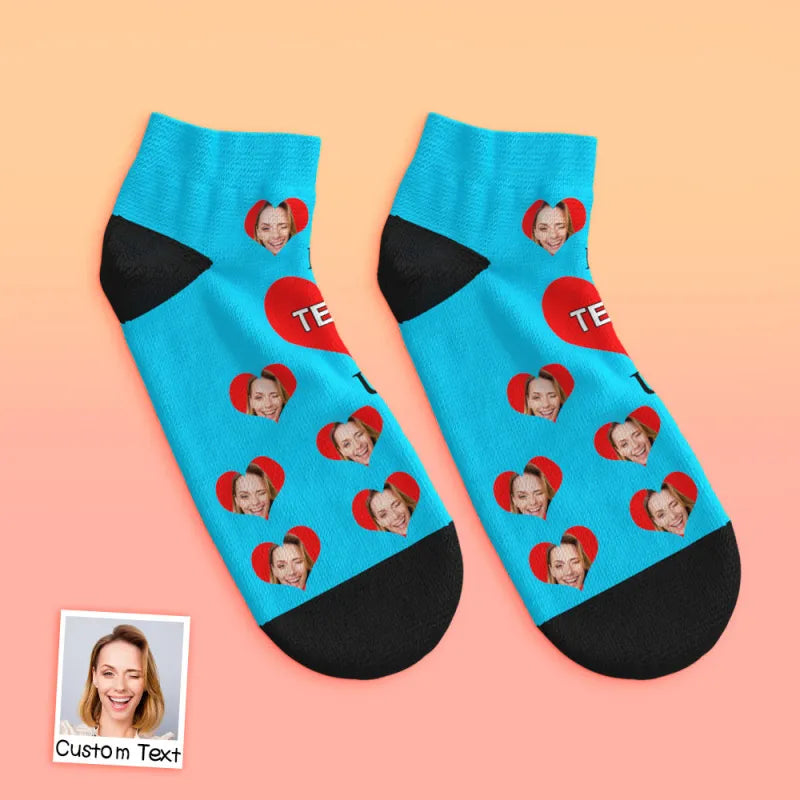 custom face low cut ankle socks I Love U Mom gift