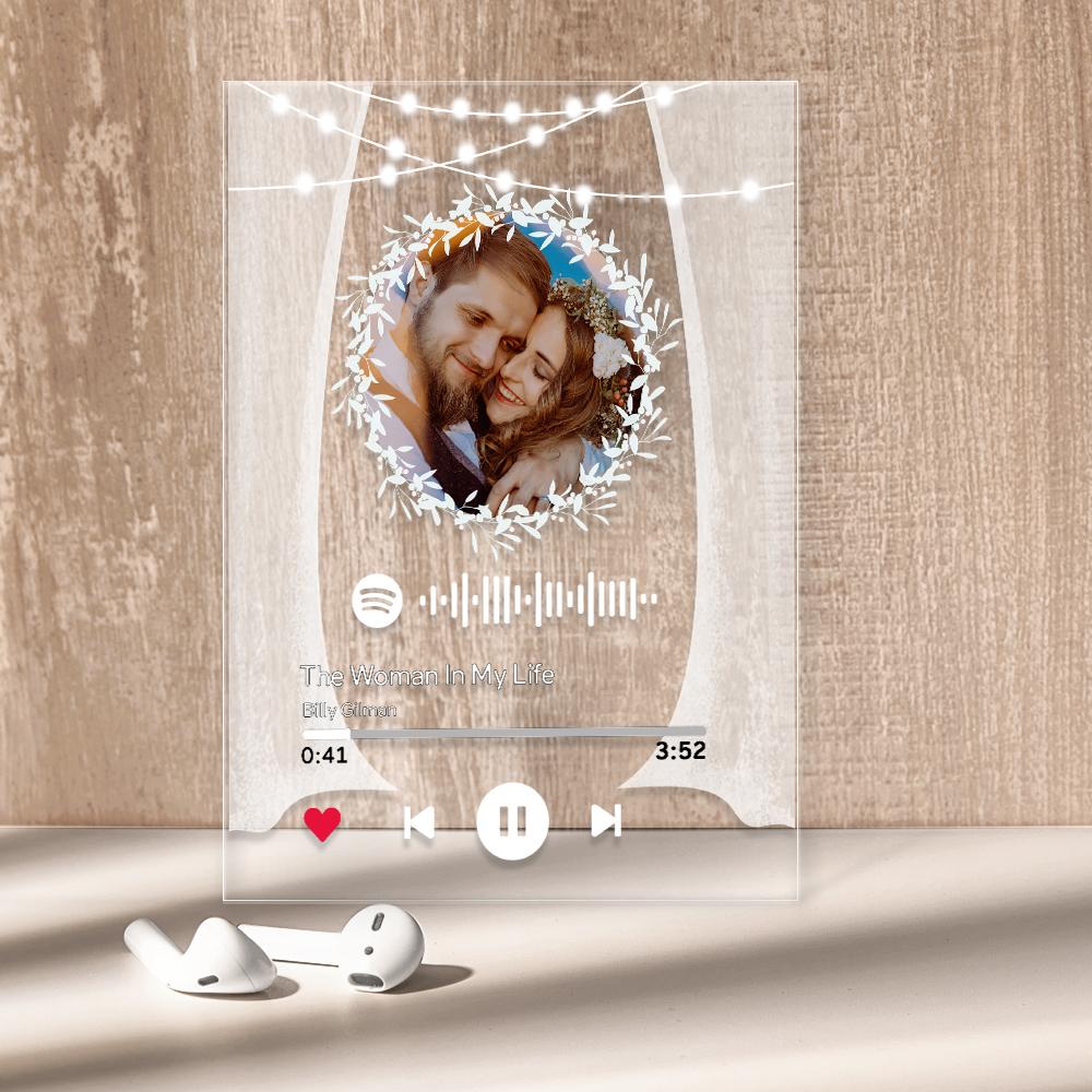 Custom marry me Spotify code night light personalized acrylic photo frame