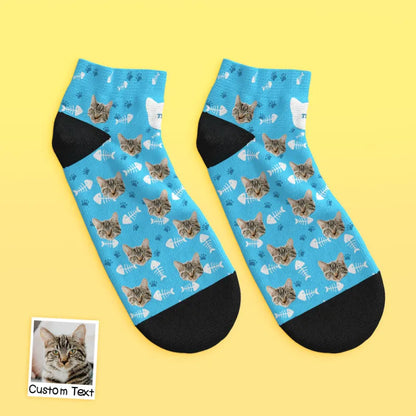 custom face low cut ankle socks cat gift for pet lover