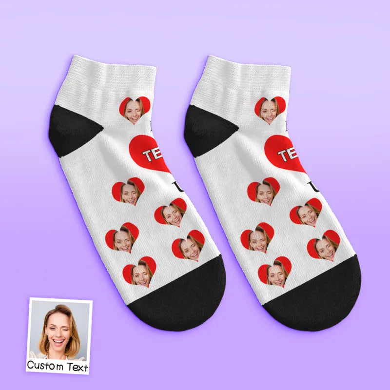 custom face low cut ankle socks I Love U Mom gift