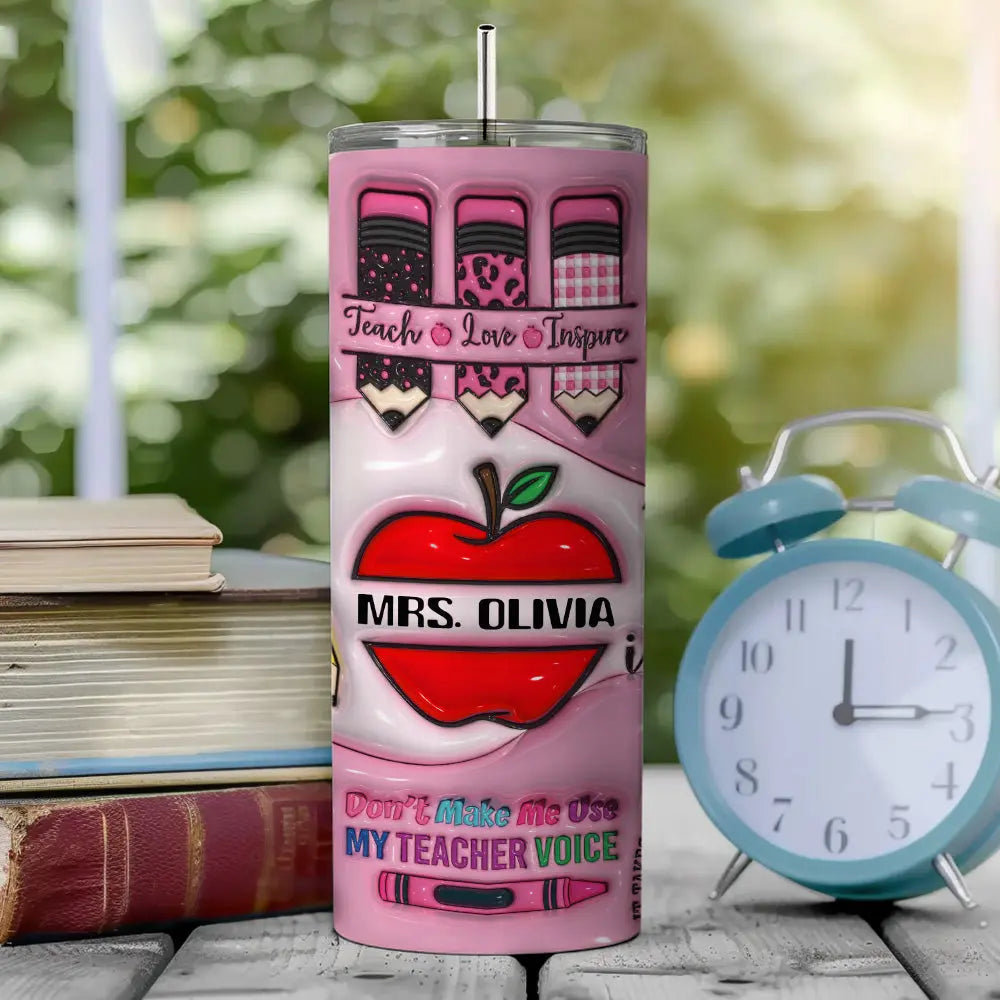 personalized 3d apple pencil tumbler back to school teacher gift