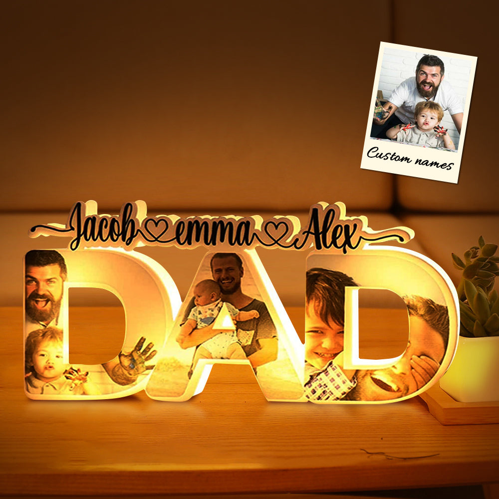 personalized father's day night lamp family photo