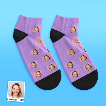 custom face low cut ankle socks I Love U Mom gift