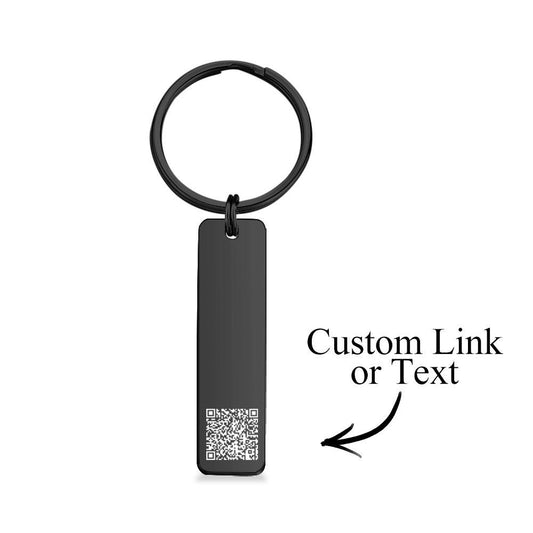 Custom engraved QR code keychains personalized gifts.