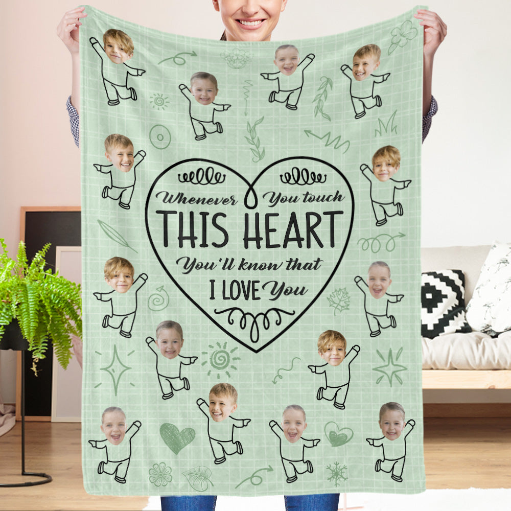 Personalized custom face blanket with photo and text, perfect gift for dad.