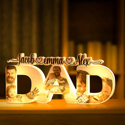 personalized father's day night lamp family photo