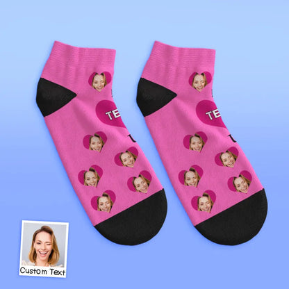 custom face low cut ankle socks I Love U Mom gift