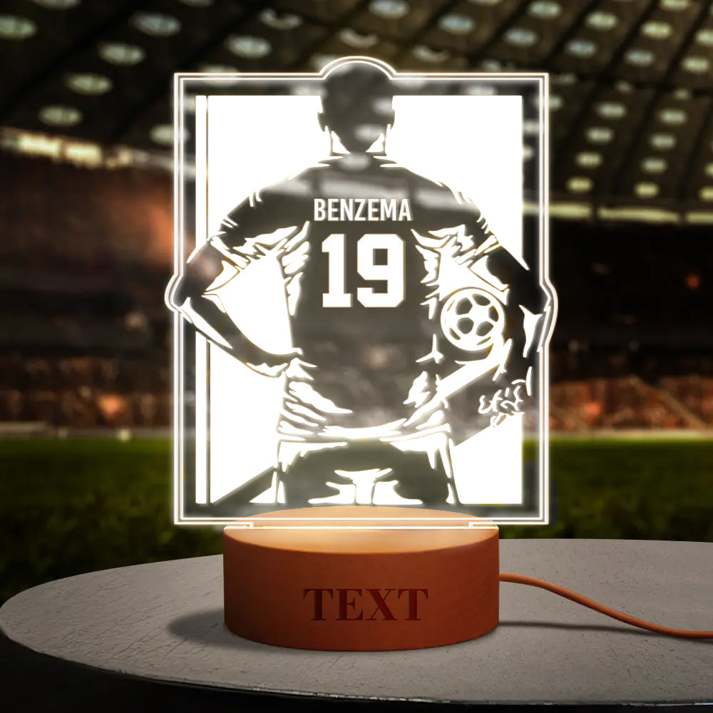 personalized soccer night light world cup fans round wooden base