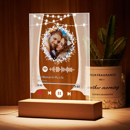 Custom marry me Spotify code night light personalized acrylic photo frame