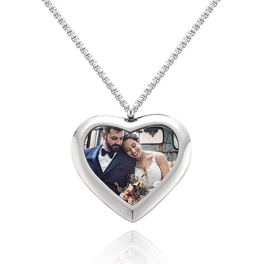 Custom heart photo pendant necklace, personalized gift for her.