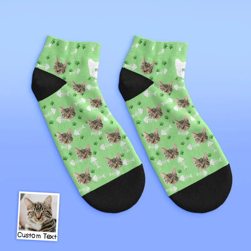 custom face low cut ankle socks cat gift for pet lover