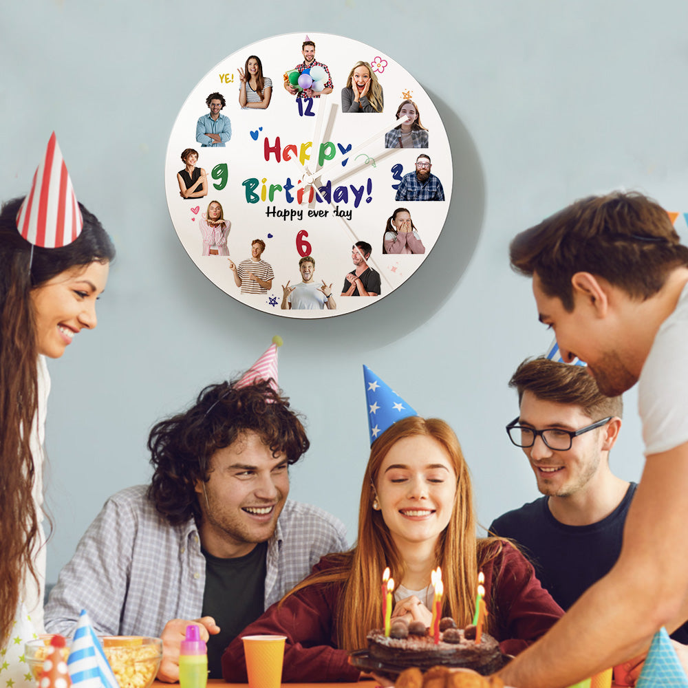 personalized happy birthday pvc wall clock custom photo engraving