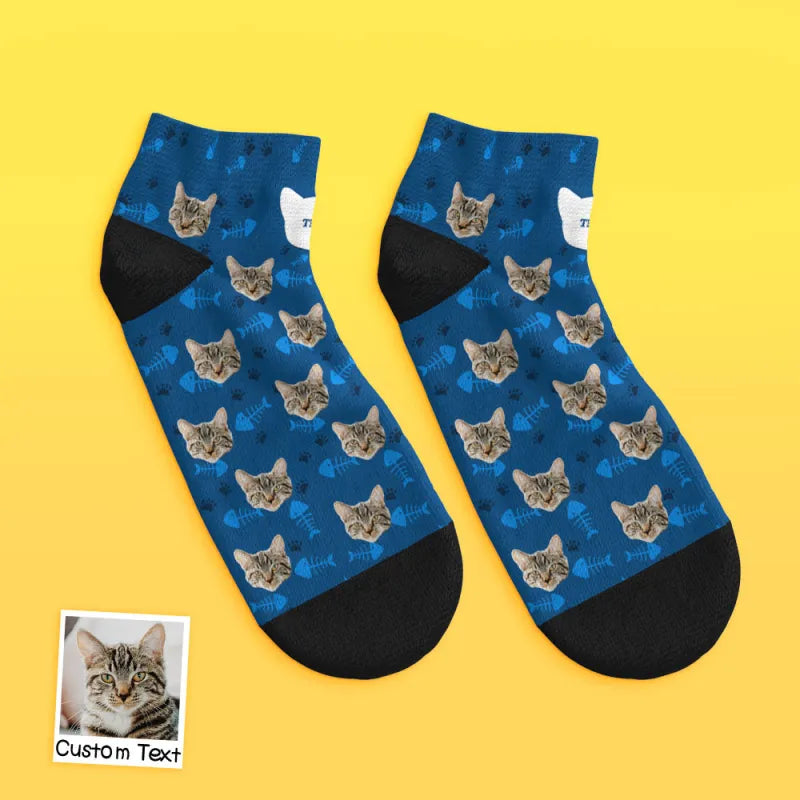 custom face low cut ankle socks cat gift for pet lover