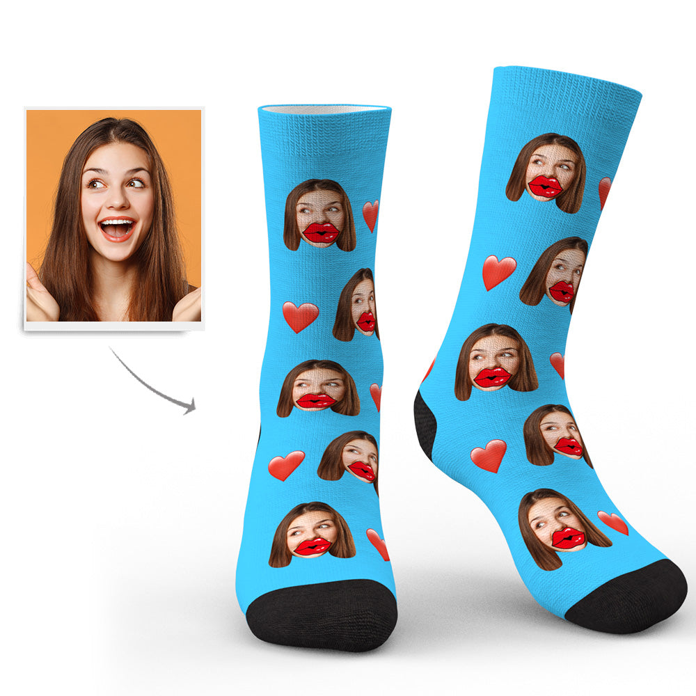 custom face socks personalized unisex socks heart red lips