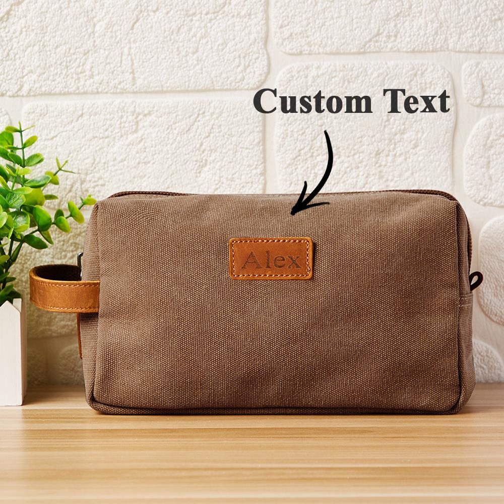 Custom engraved toiletry bag made from premium materials, perfect wedding gift.