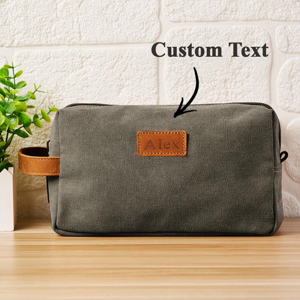 Custom engraved toiletry bag made from premium materials, perfect wedding gift.