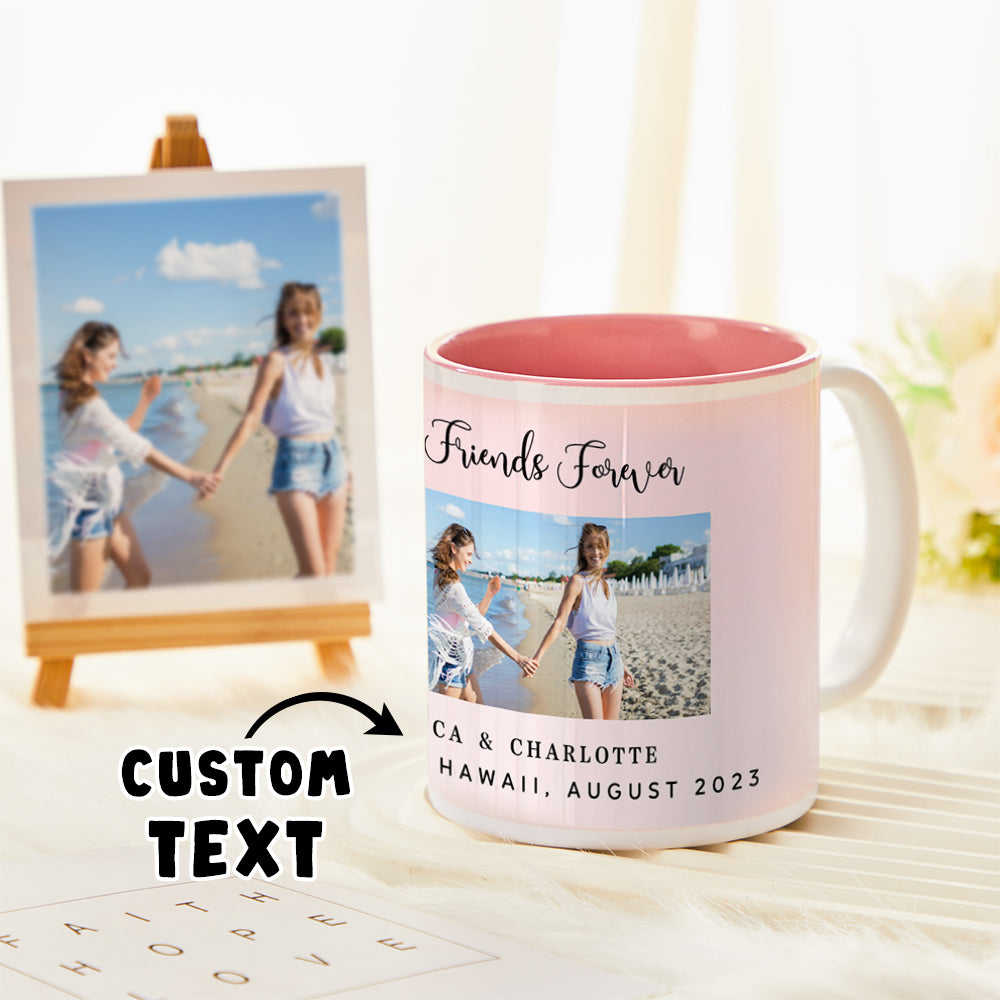 custom photo pink mug with text coffee gift for women