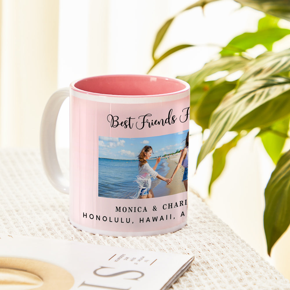 custom photo pink mug with text coffee gift for women