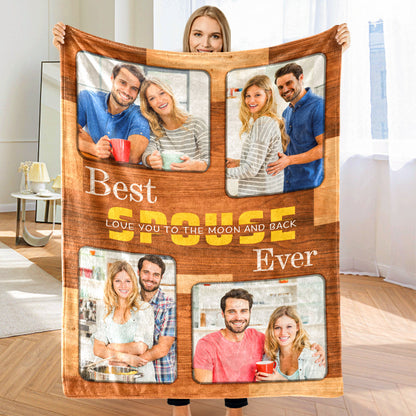 Custom photo collage blanket featuring memorable moments, personalized friendship gift for best friends.