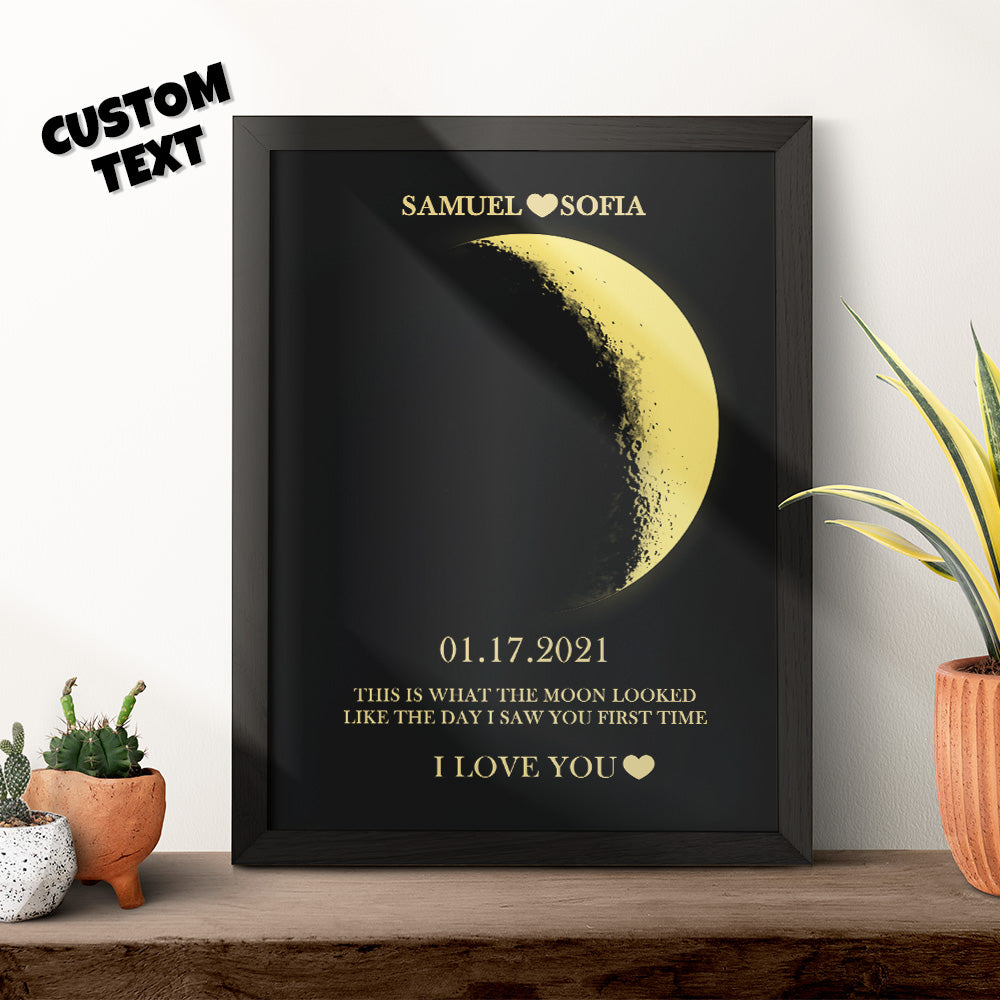 custom moon phase names wooden frame best valentines gift