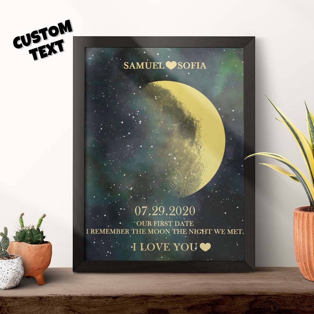 custom moon phase gold print frame