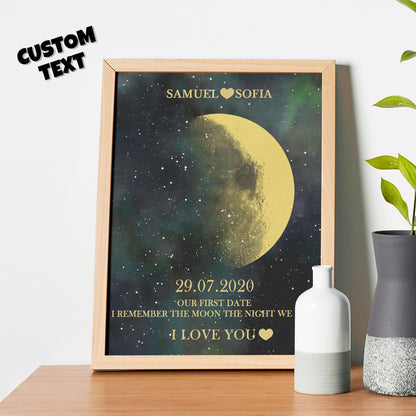 custom moon phase gold print frame