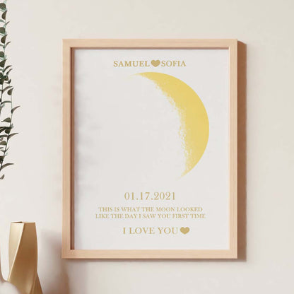 custom moon phase gold print frame