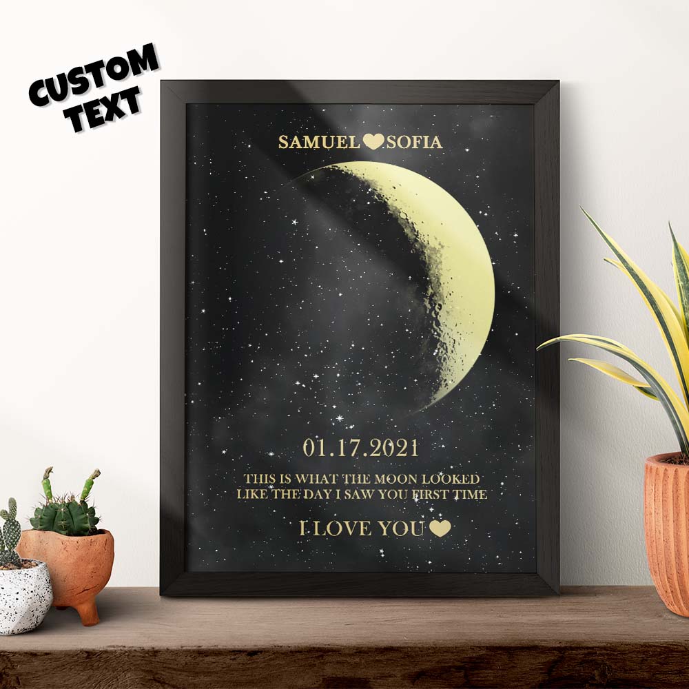 custom moon phase gold print frame