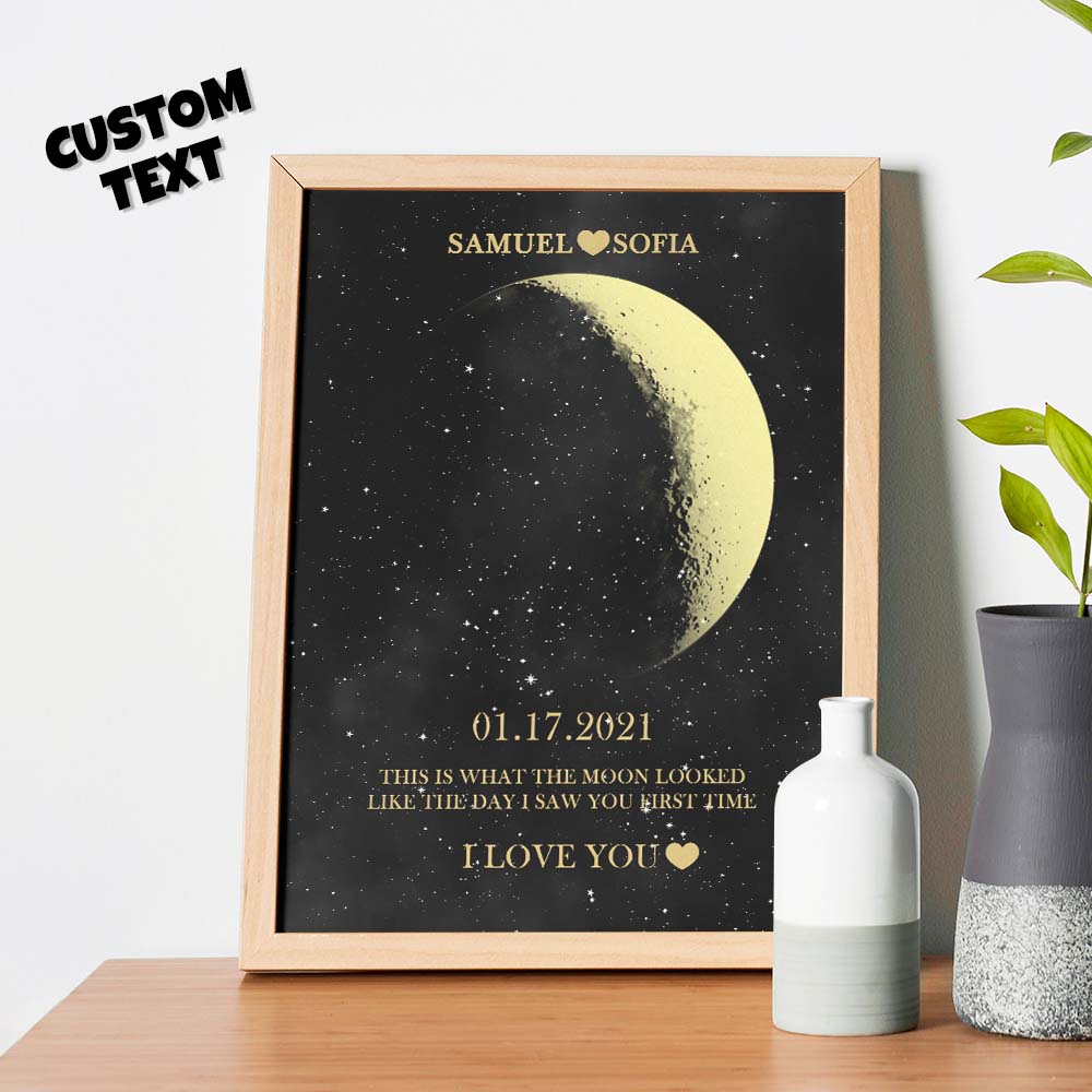 custom moon phase gold print frame