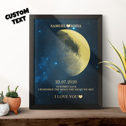 custom moon phase gold print frame