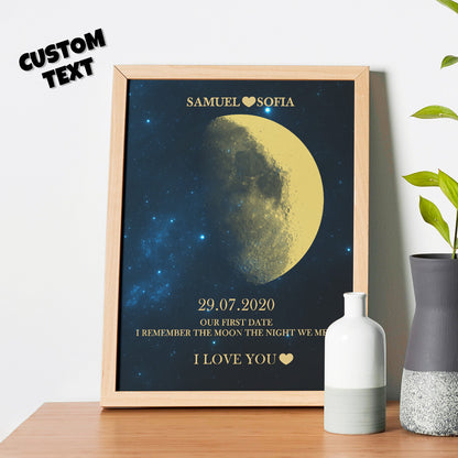 custom moon phase gold print frame