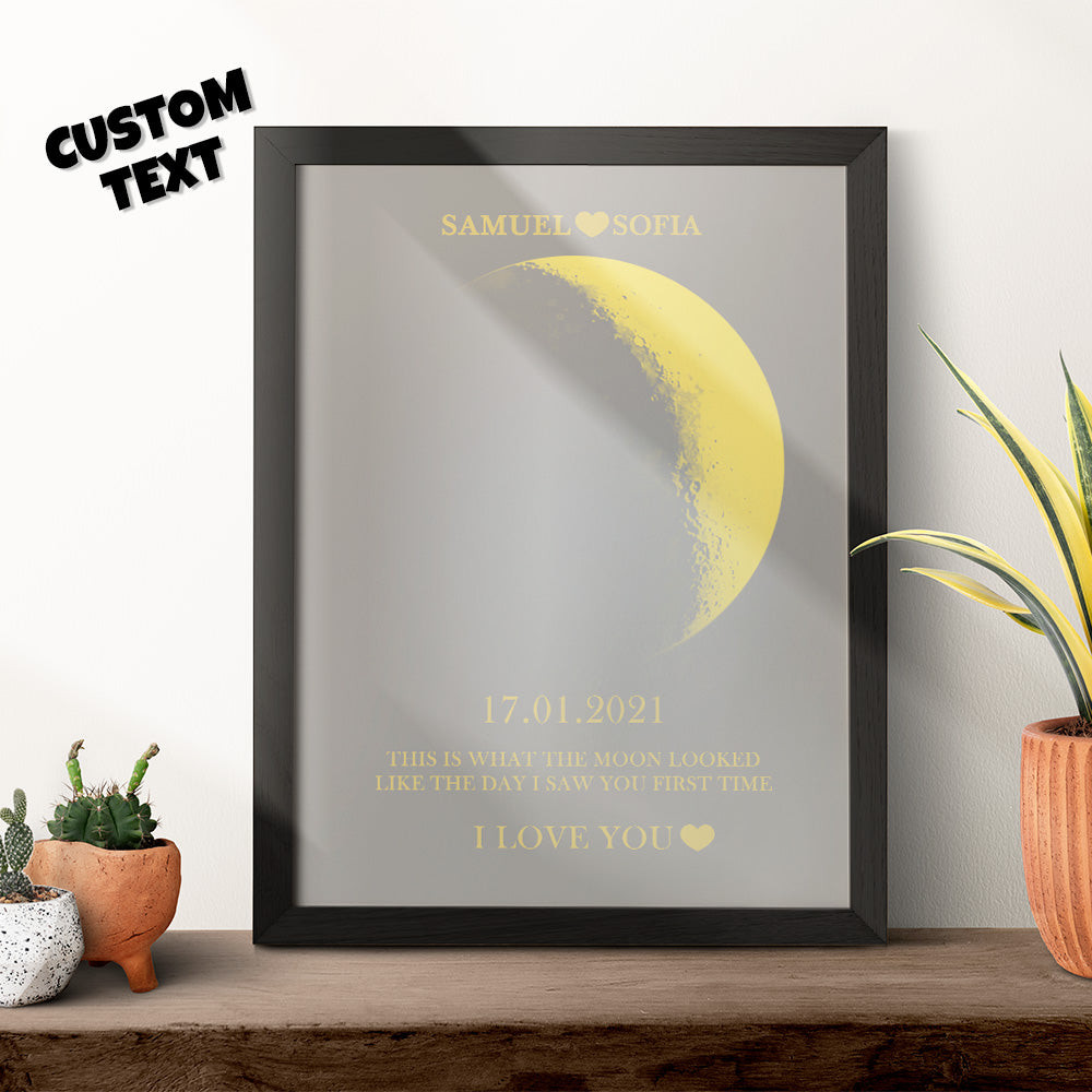 custom moon phase gold print frame