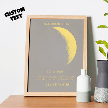 custom moon phase gold print frame