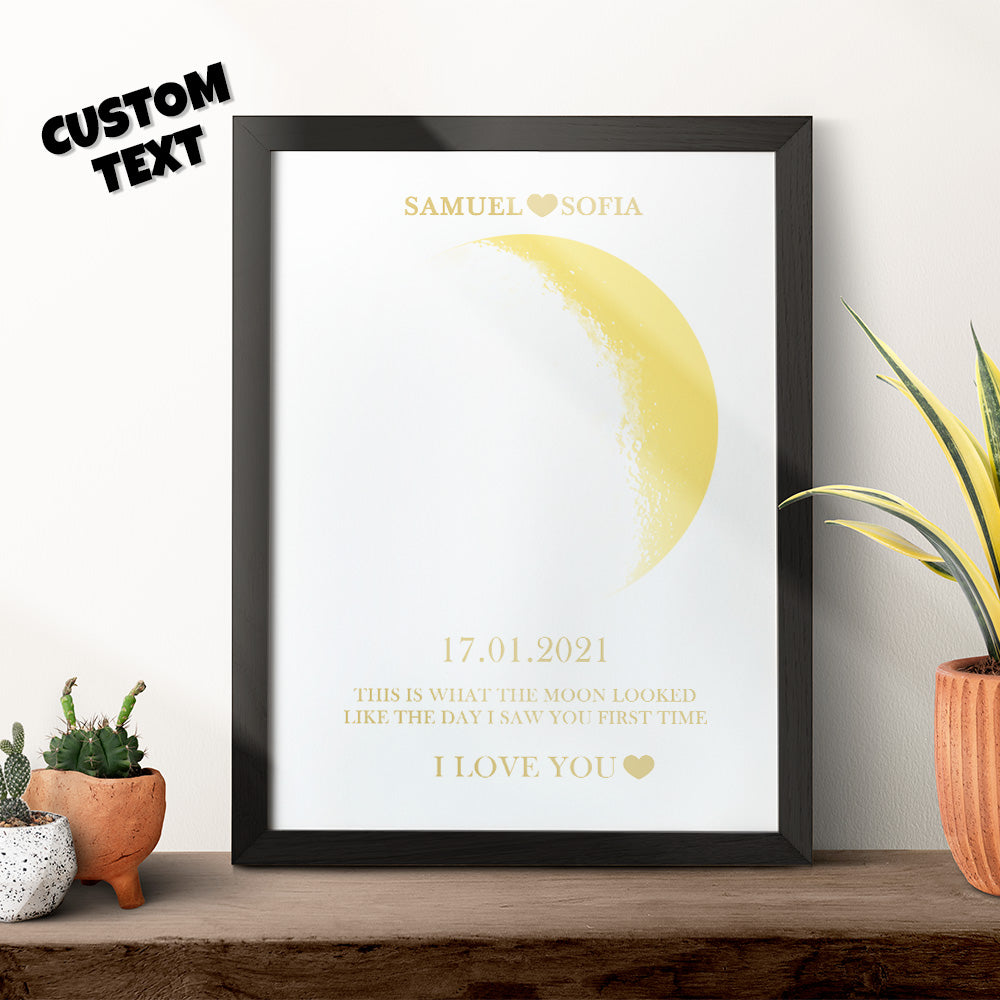 custom moon phase gold print frame