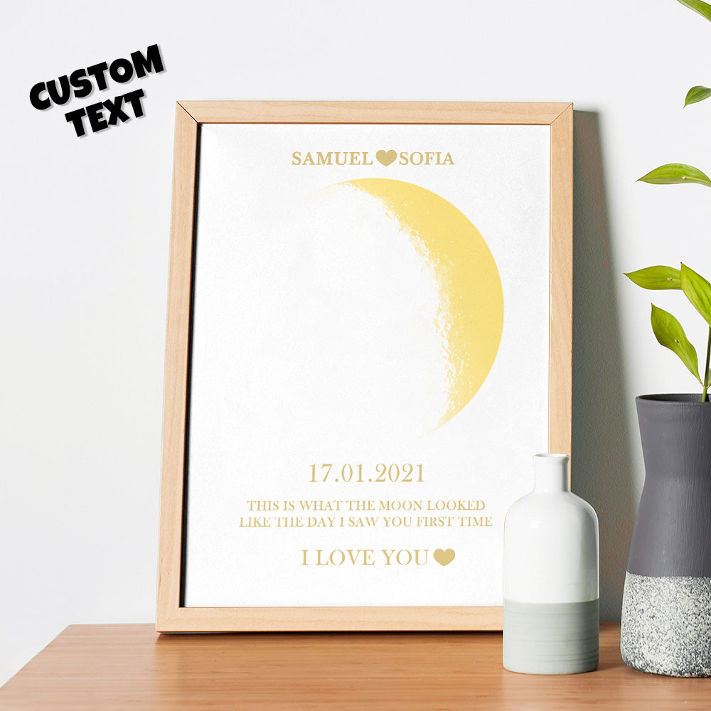 custom moon phase gold print frame