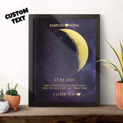 custom moon phase gold print frame