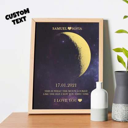 custom moon phase gold print frame