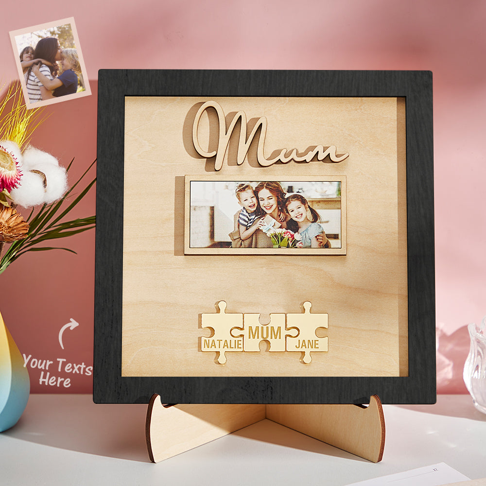 custom photo engraved ornament mother's day puzzle wooden