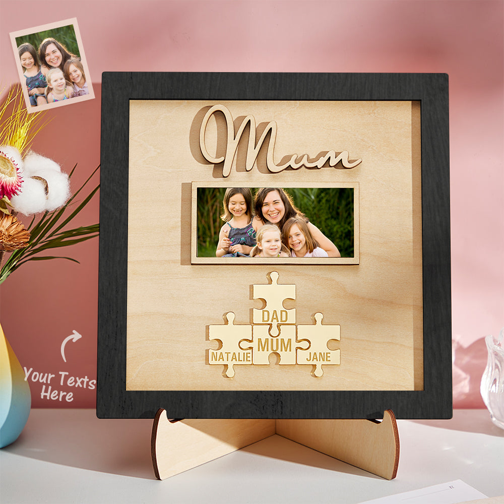 custom photo engraved ornament mother's day puzzle wooden