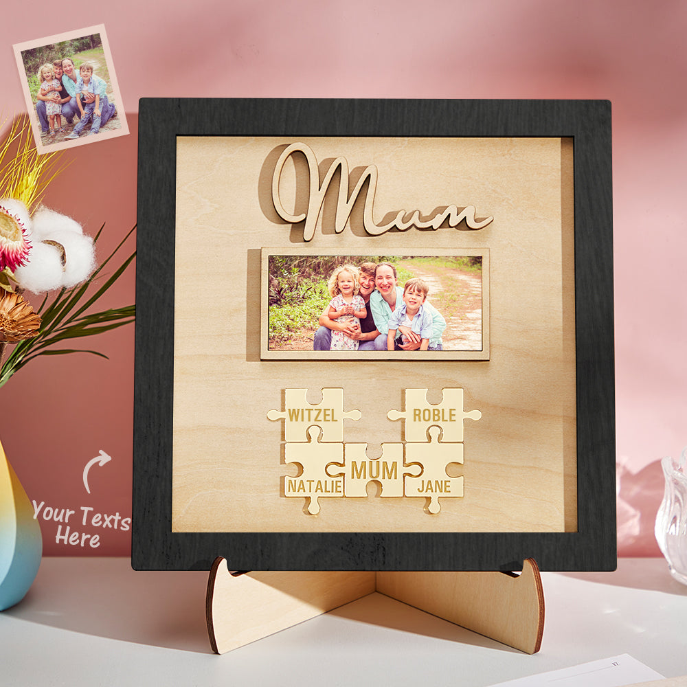 custom photo engraved ornament mother's day puzzle wooden