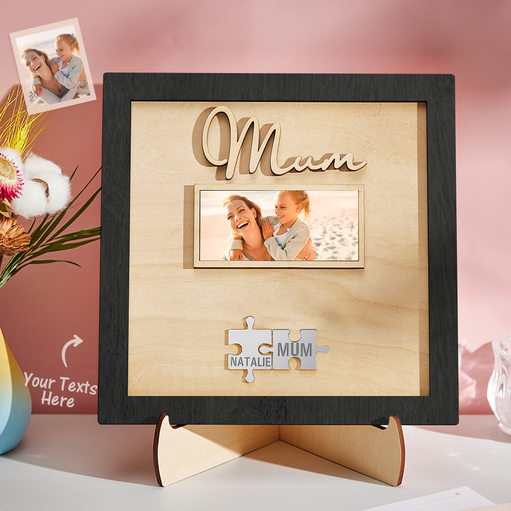 custom photo engraved ornament mother's day puzzle wooden