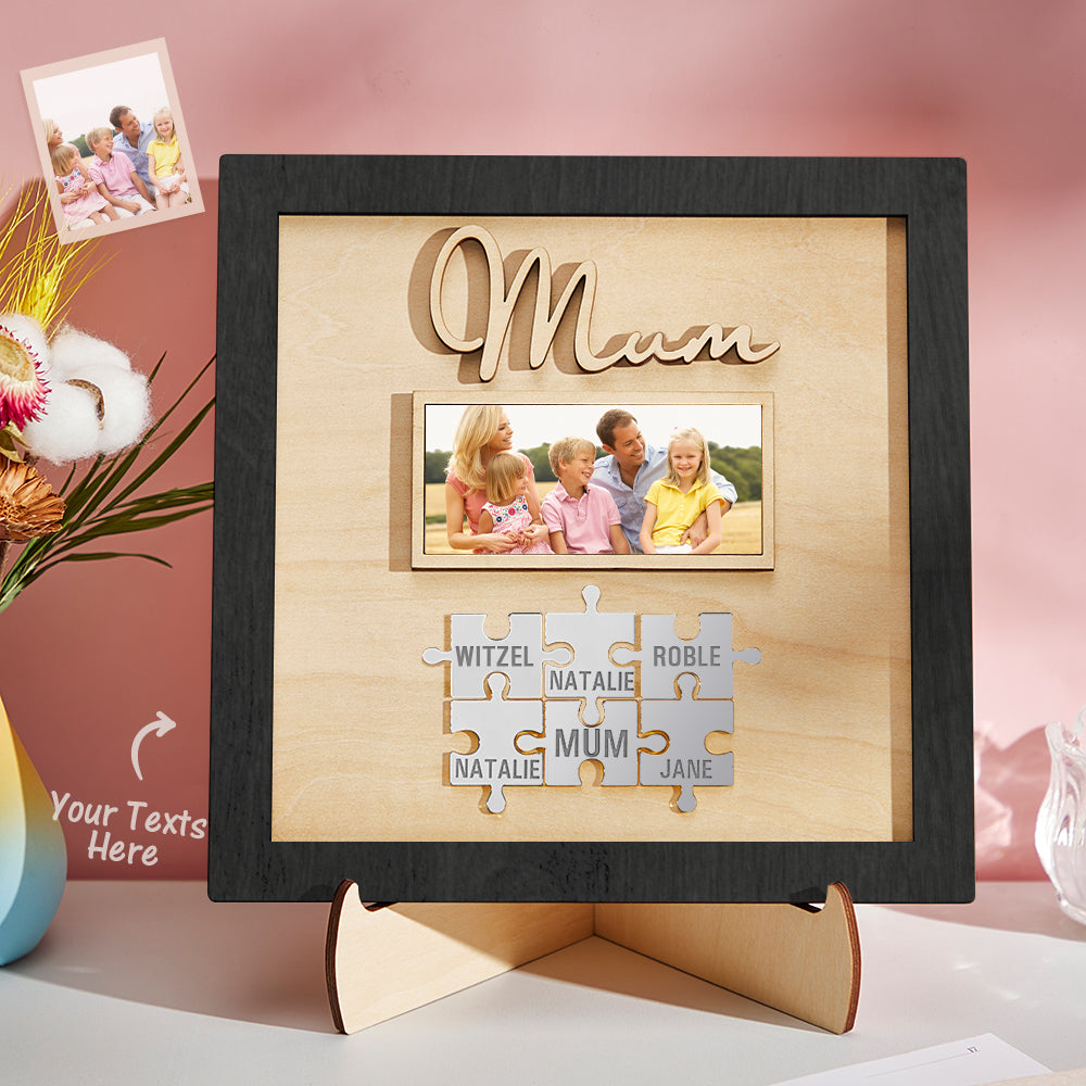 custom photo engraved ornament mother's day puzzle wooden