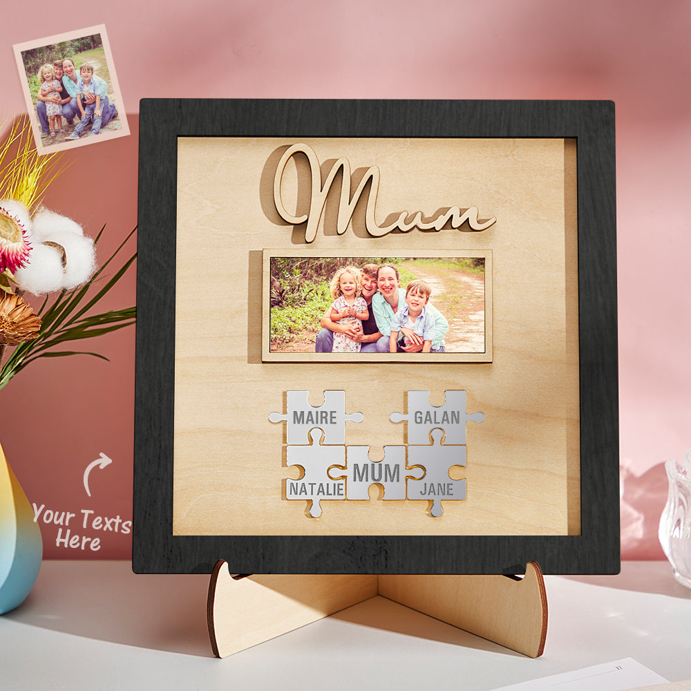 custom photo engraved ornament mother's day puzzle wooden