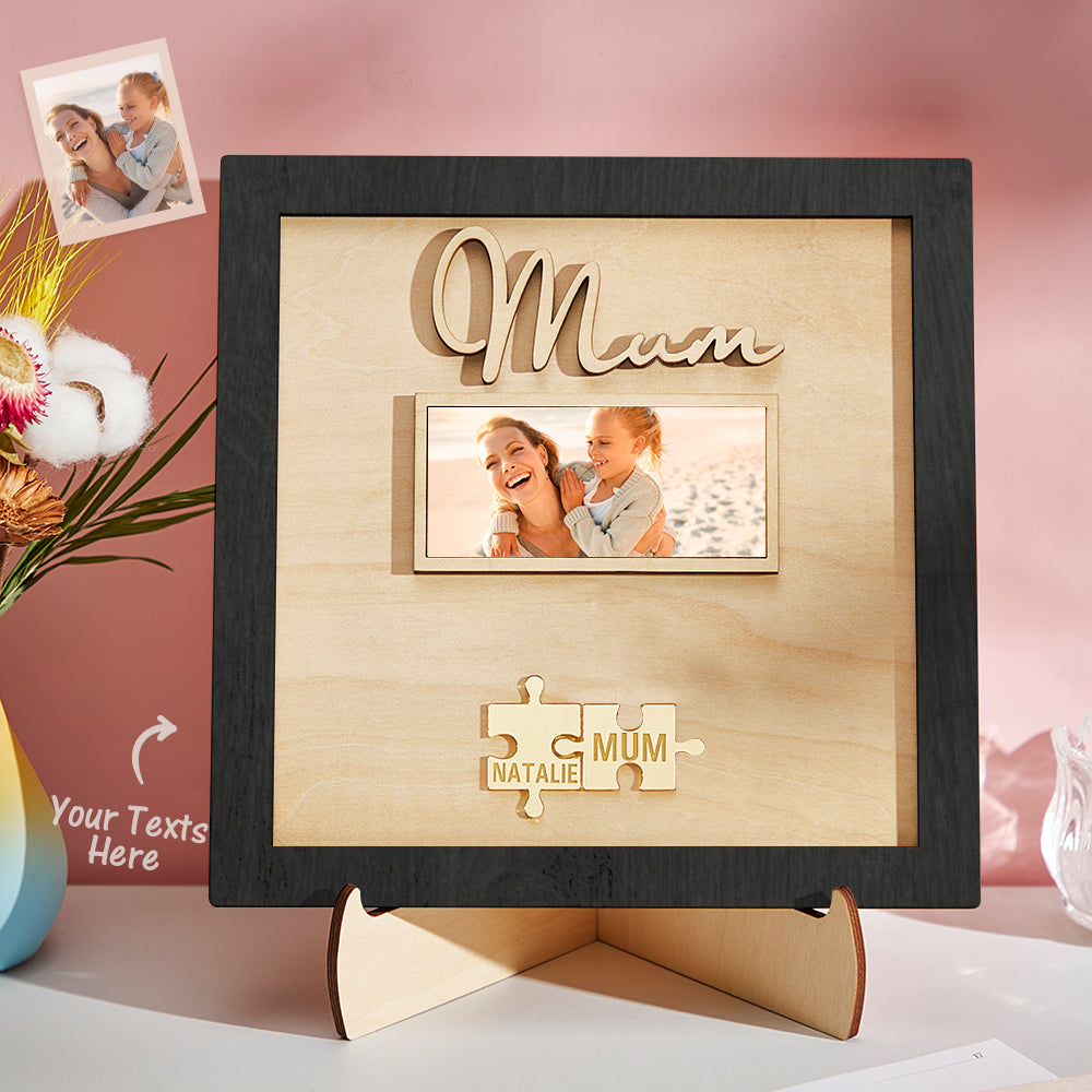 custom photo engraved ornament mother's day puzzle wooden