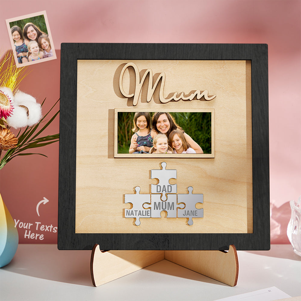 custom photo engraved ornament mother's day puzzle wooden