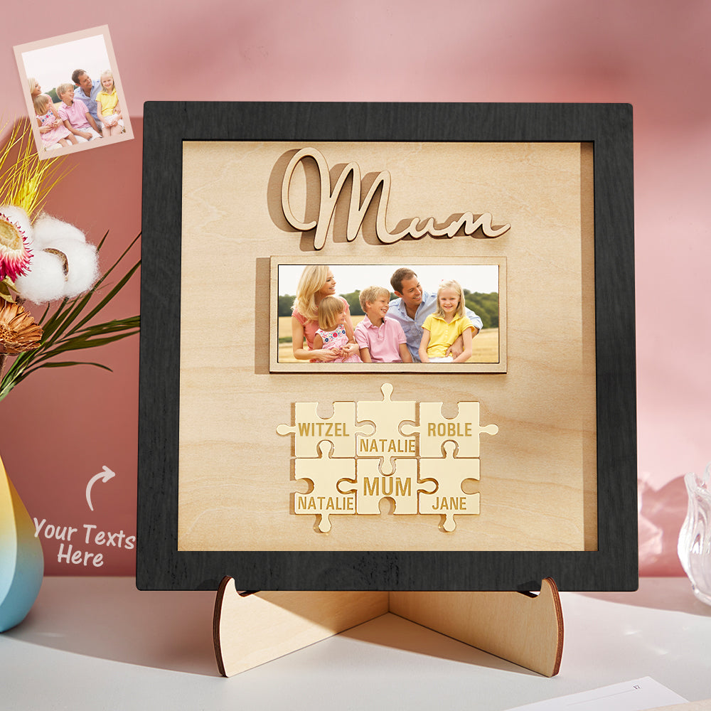 custom photo engraved ornament mother's day puzzle wooden