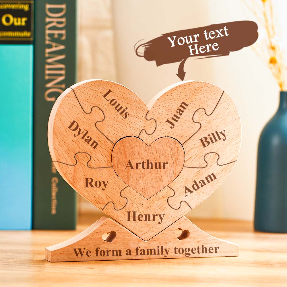 personalized wooden heart puzzle family name decor